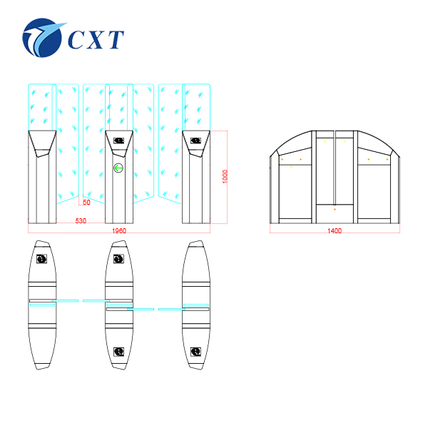  1.8 Meter Glass Sliding Door Turnstile PY510S