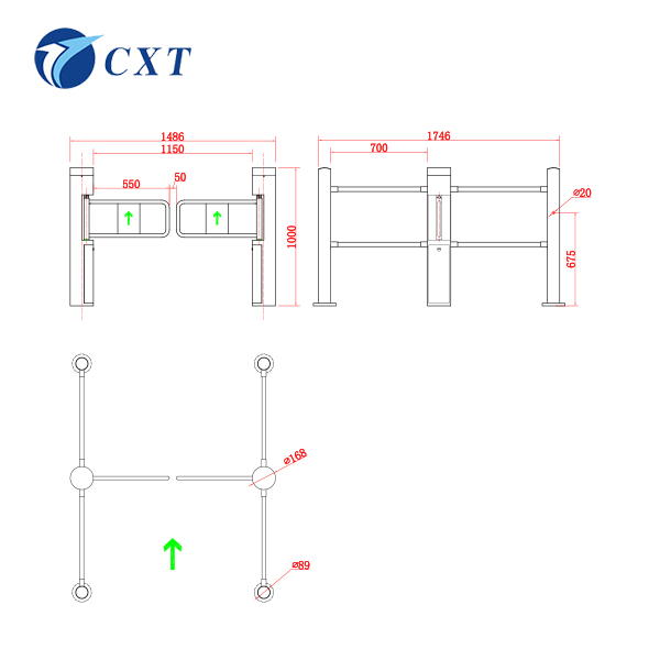  Supermarket Security Turnstile with guardrail