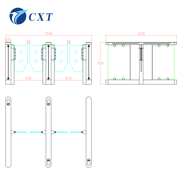 型号： CXT-BT116速通闸规格： 1600*160*950mm杆长：工艺：材料：
产品型号：CXT-BT116
 
一、 CXT-BT116无刷速通闸新品说明
创新通无刷速通闸是针对高档场所人行通道管理而精心研制而成的又一款新型高科技通道产品，该产品采用全新的ARM控制系统和独有的DFC控制技术，以及科学独特的机械传动设计，加上采用无刷伺服电机的智能传动技术，让该产品较无刷速通摆闸性能又更进一步！
 
二、 CXT-BT116无刷速通闸功能简述
l 具有故障自检和报警提示功能，方便用户维护及使用。
l 可外接任何控制设备输出的控制信号或按钮或遥控，实现单双向控制通行。
l 自动复位功能：每摆动90度，并检测人和物体通过后，即自动复位，或在规定的时间内（延时多档可调）未通行时，系统将自动取消此次通行的权限而回归初始位。
l 灯光指示：高亮度通行灯状态指示，指引通行。
l 防尾随功能：
1、 当前面的人和物体通过后，在摆臂复位的过程中，如有人尾随或冲闸，摆臂自动锁定阻挡并报警。
2、 当前面的人和物体没有完全通过时，如有人尾随闯入，则启动智能报警。
l 消防输入：可与消防报警信号连接，实现不断电落杆常开。
l 报警提示功能：非法通行或冲闸时，自动发出报警提示。
l 速度可调：摆臂打开及关闭的速度智能可调，用户可根据实际需求进行设定。
l 新一代工业级ARM控制系统，增设多功能数码设置、加密及复位等功能。
l 防逆行功能：在摆臂复位的过程中，如发生外力逆转摆臂，摆臂即自动反推（或锁定）且发出报警，待外力消失后则自动回到零位恢复通行。
l 自动保护功能：当外力阻止摆臂正常运动时，且外力连续不断，系统将自动检测后自动保护并进入休眠状态。当下一次合法信号输入时，闸机将自动恢复正常。
l 防撞缓冲功能：非法通行或冲闸时，闸杆缓冲相应角度阻挡（或锁死），同时启动报警，在实现人性化防伤害的同时也大大减少了因经常冲撞而产生的机械损坏。
l 无人职守：断电摆臂自动常开，通电自动复位（阻挡通行）。
 
三、CXT-BT116无刷速通闸技术参数
◇ 外壳材料： SUS304优质不锈钢、厚度足1.5-3.0mm不等（按部位）。
◇ 外壳加工工艺：采用激光、折弯、刨槽、切割、焊接、抛光、打磨等工艺生产。
◇ 规格尺寸：L1600*W160*950MM。 
◇ 重量：单机芯约50KG；双机芯约70KG。
◇ 通道净宽：600mm-700mm。
◇ 开启关闭速度：0.4-2S可调。
◇ 电机：24V /30W无刷伺服。
◇ 适应温度：-20℃ ～ 80℃（-15℃以下考虑增加温控系统）。
◇ 适应湿度：5％—— 90％。
◇ 延时复位时间：多级可调。
◇ 通行速度：约25-35人/分钟。
◇ 工作环境：室内。
市面∝CXT  功能对照表：
序号	名称	市面速通闸	CXT无刷伺服速通闸
1	传动电机	有刷	无刷伺服
2	定位原理	光偶定点	无刷智能定位
3	锁定方式	定位销	智能离合装置
4	传动技术	单片机	ARM+DFC
5	缓冲	无	有
6	防逆转	无	有
7	运行速度	匀速	智能变速
8	机械磨损	大	小
9	运行噪音	大	小
10	非法机械报警（无红外）	无	有
11	使用寿命	1-3年	≥8年
12	传动寿命	300万次	≥1000万次
13	参数设置	拨码	数码按键
14	记忆	无	有
15	反馈信号输出	无	有 

CXT无刷伺服速通闸独特功能（控标资料）：
1、采用无刷伺服电机、智能定位;
2、三重防夹（红外防夹、机械防夹、遇阻反弹）;
3、柔顺平稳，开关闸速度可达0.4秒;
4、采用ARM+DFC控制技术，独家专利;
5、产品经公安部检测;
6、产品具有研发技术专利;
7、厂家具有10年以上通道闸专业制造经验。
 

相关文章
