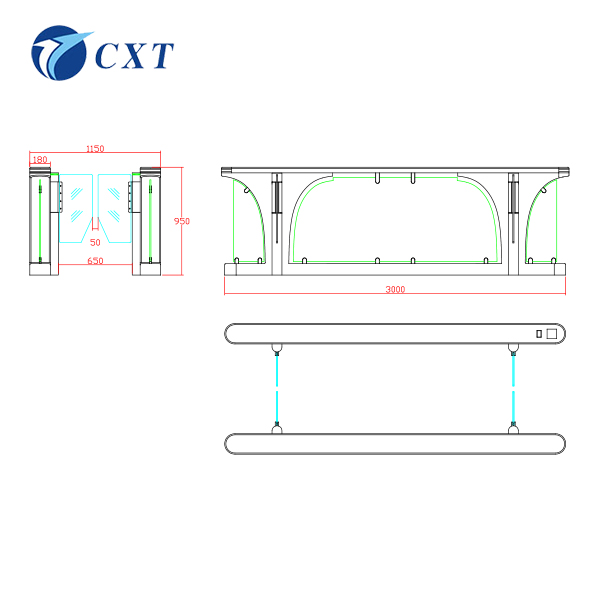 型号： CXT-AST3速通闸规格： 3000*180*950mm杆长：工艺：材料：
CXT-AST3速通闸

可与多种读卡设备相挂接，接收继电器开关信号工作。
●可外接开关按钮或遥控，实现单向或双向控制通行。
●具有自动复位功能，当摆臂打开后，在一定的延时后自动闭合(延时分3S、5S、10S、60S可调)。
●机械防夹：主要是依靠闸机的本身机械的合理设计实现机械防夹，当人体或物体阻碍摆臂运行时，系统会自动检测并停止运行，摆臂摆动的力度小，不会伤人或物。
●严密的防夹功能，具有合理的逻辑判断功能。
●人性化的自我保护：
A、当人体或物体阻碍摆臂运行时，系统连续检测1-5次，每次5秒，如还未解除阻碍时，系统自动停止在常闭状态，此时部分器件处于休眠状态，有效避免烧坏原器件。当接收到下一次有效通行指令时，系统又自动恢复正常。
B、当系统不能正常检测复位信号时(即摆臂打机箱)，系统自动检测1-5次，每次5秒，如一直不能检测到复位信号，此时摆臂自动回到正常锁死状态。(此项保护功能说明：即使复位光偶损坏，系统仍可坚持使用，绝对不会出现烧坏电路或电机的现象。)
 
●开关速度0.8-2秒可调：分16个档位，根据要求自由调节开关闸速度。
●常开、常闭可调：可通过外接按钮或遥控轻松实现常开、常闭模式的切换。
●断电常开，断电后系统自动让摆臂处于开启状态，摆臂开启方向可调。
●高亮度指示灯：可在白天或阳光照射下仍然清晰可见。
●人性化的通行指示：平时不亮，当有人合法通行时绿箭头闪烁，通行完毕自动熄灭。
●声、光报警功能，含非法闯入、尾随、防夹报警等;
●摆臂同步可调(针对双摆情况)。
1.计数功能(正反叠加或相减);
2.摆臂加长或缩短及材质选择。
3.语音提示(欢迎光临、一路顺风、请刷卡等)。
序号	名称	市场上通用系列	奔腾系列
1	定位原理	光偶定点	1/500解码
2	定位方式	齿轮定位	水平位置、不锁定
3	缓冲	无	有
4	防逆转	无	有
5	运行速度	匀速	减速
6	机械磨损	大	无
7	非法报警（无红外时）	无	有
8	使用寿命	1-3年	5-10年
9	传动方式	自动	自动
10	记忆	无	有
11	消防输入	有	有
12	反馈信号输出	有	有
13	断电常开	有	有深圳市创新通科技发展有限公司(以下简称创新通)是一家法定成立集研发、生产、销售的新型高科技企业。公司拥有自主知识产权的品牌核心产品，并申请多项研发技术专利。先后研制出通用系列(含三辊闸、摆闸、翼闸、一字闸、平移闸、旋转门、无障碍通道7大类)，奔腾系列(含全自动三辊闸、防撞摆闸、防潜旋转闸等)，拥有上百款适应各种场所的通道系列产品。  
 