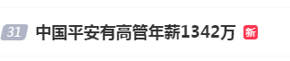 <strong>中国平安有高管年薪1342万</strong>